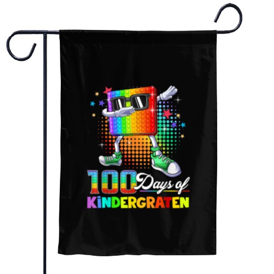 100 Days Of Kindergarten School Teacher Funny Garden Flags