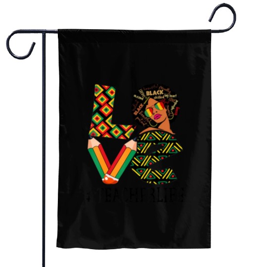 Teacher Love Afro African American Garden Flags