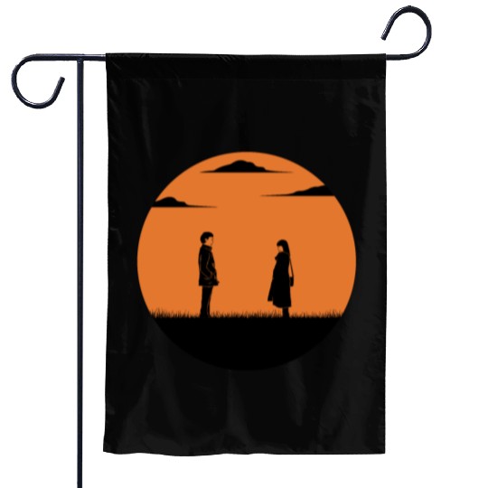 Love or parting in the full moon Garden Flags
