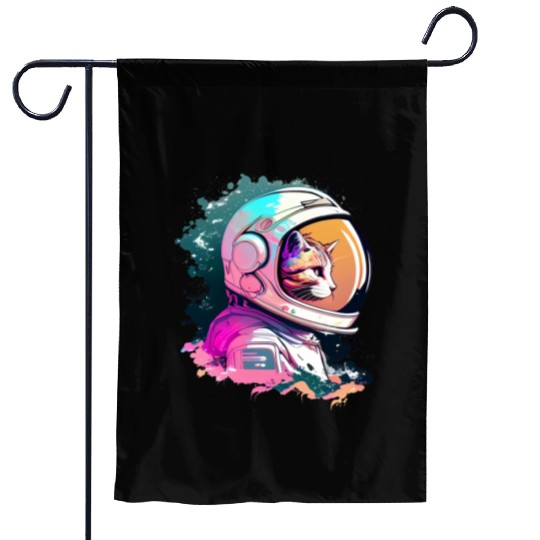 Aesthetic Vaporwave Space Cat 80s 90s Astronaut Garden Flags