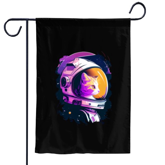 Aesthetic Vaporwave Space Cat 80s 90s Astronaut Garden Flags