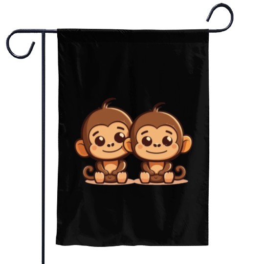 Monkeys siblings brother sister family love ape Garden Flags
