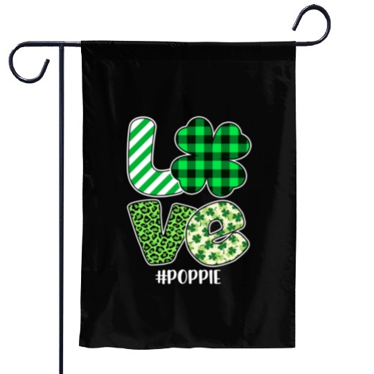 Love Poppie Green Plaid Leopard Shamrock Garden Flags