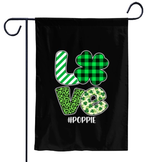 Love Poppie Green Plaid Leopard Shamrock Garden Flags