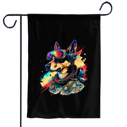 Dog Pilot German Shepherd for Aviation and Dog Garden Flags