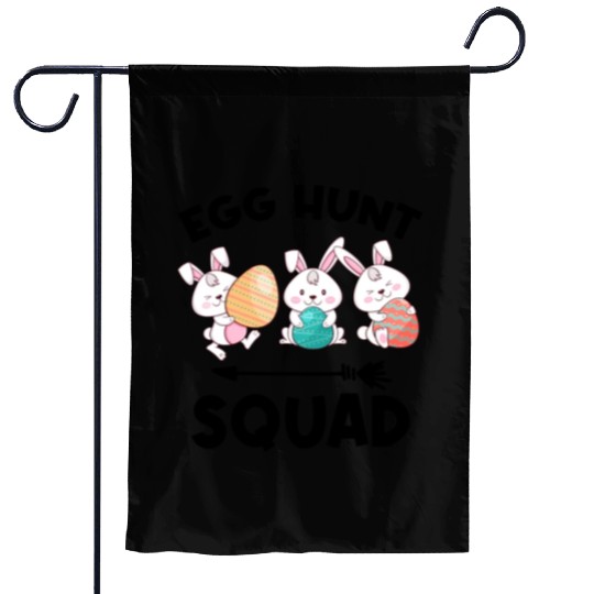 Fun Egg Hunt Squad Easter Day Family Matching Hunt Garden Flags