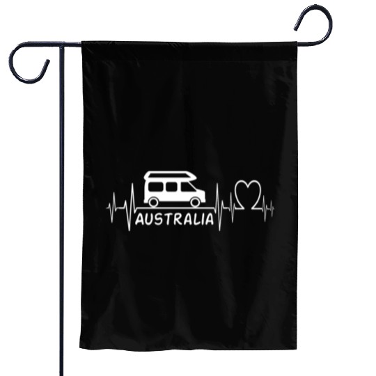 Australia Camper Van Retro Heart EKG Heartbeat Garden Flags