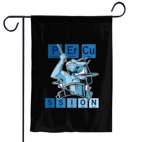 Funny Percussion Music Science Drummer Periodic Ta Garden Flags