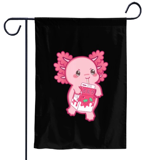 Kawaii Axolotl Strawberry Milk Teen Girl Kids Japa Garden Flags