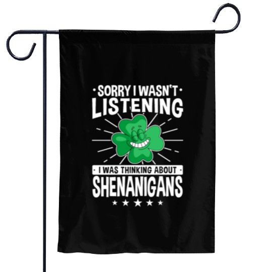 Funny Shenanigans Shamrock St Patrick's Day Garden Flags
