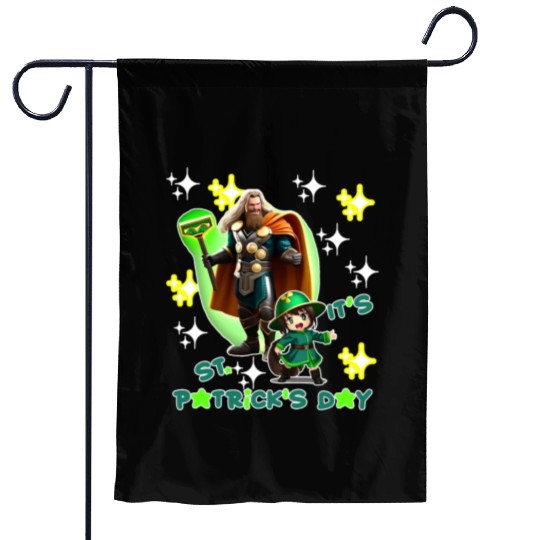 Kids St. Patrick's Day Shamrock "Thor, anime" Garden Flags