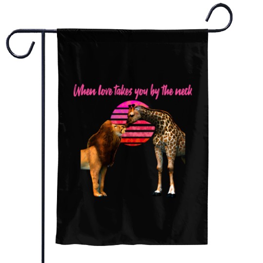Safari Love lion and giraffe Garden Flags