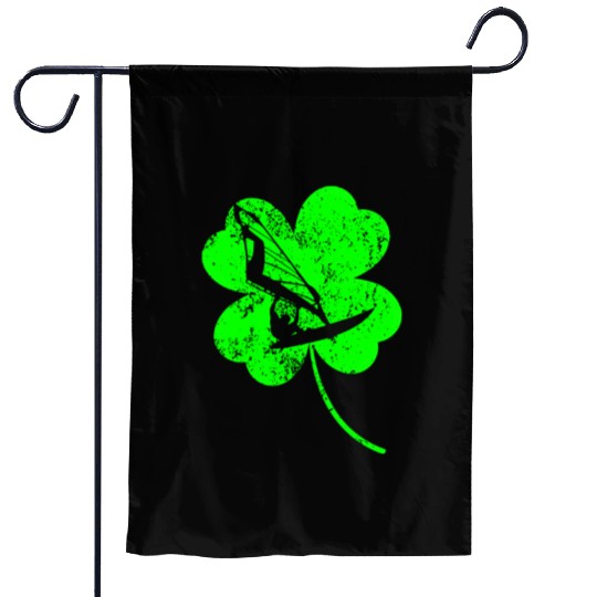 Windsurfing St. Patrick's day shamrock Garden Flags