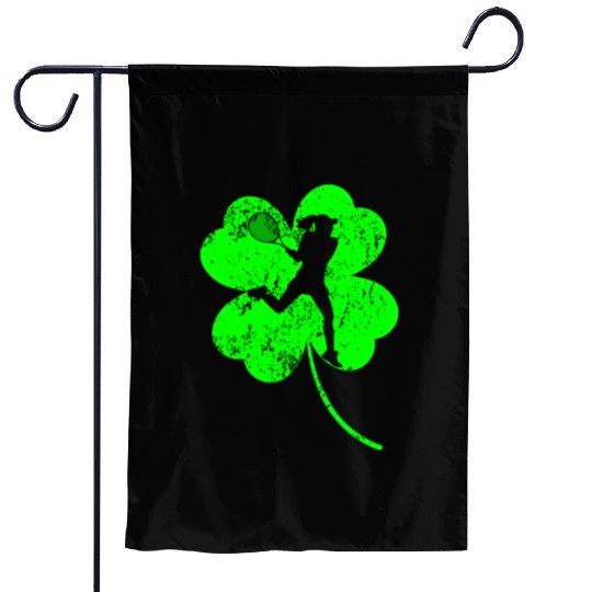 Women Tennis St. Patrick's day shamrock Garden Flags