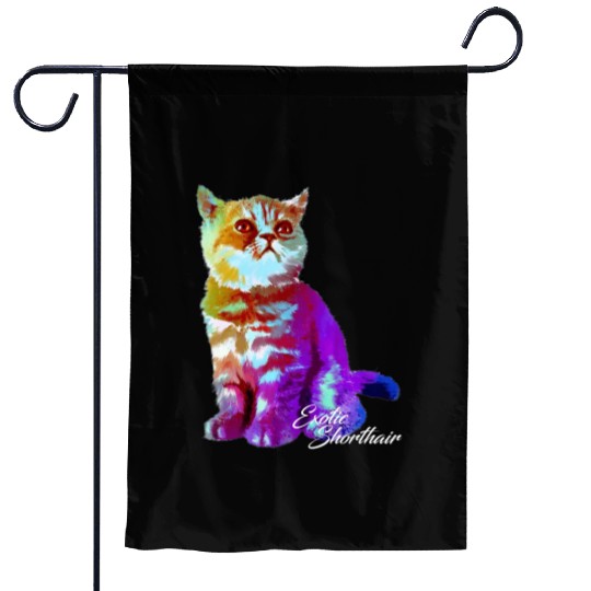 Colorful Exotic Shorthair Cat Funny Kitties Lover Garden Flags