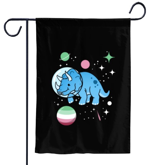 Abrosexual Pride Triceratops Astronaut Garden Flags