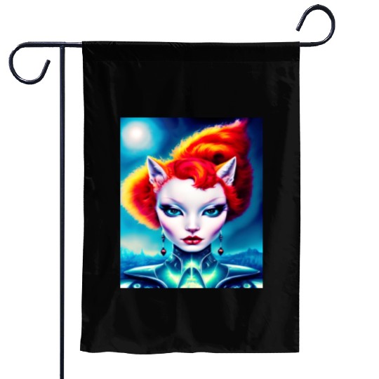 "Alien Cat Woman" Garden Flags