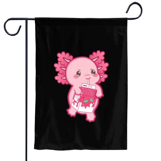 Kawaii Axolotl Strawberry Milk Teen Girl Kids Japa Garden Flags