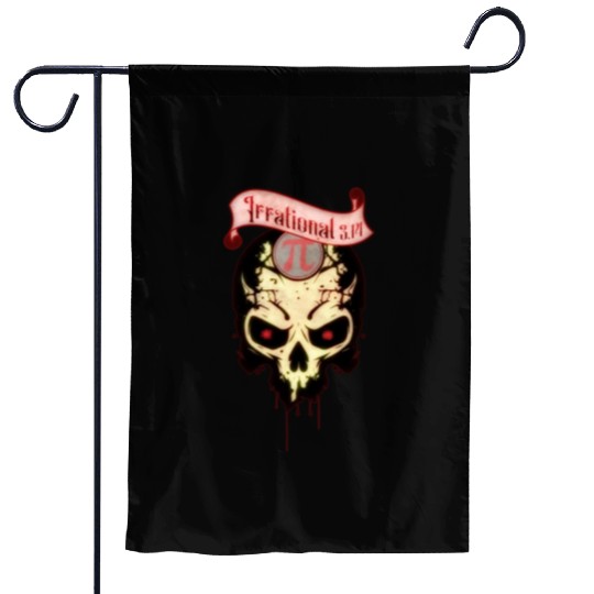 PI Day Irrational Skull Design Strawberry Edition Garden Flags