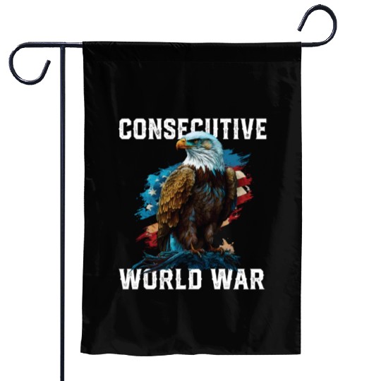 Consecutive World War American Veteran USA Fourth Garden Flags