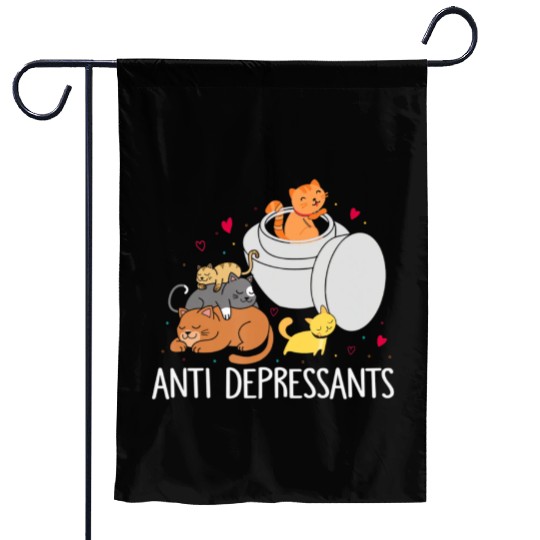 Funny Anti Depressants Cat Lover Sobriety Drug Fre Garden Flags