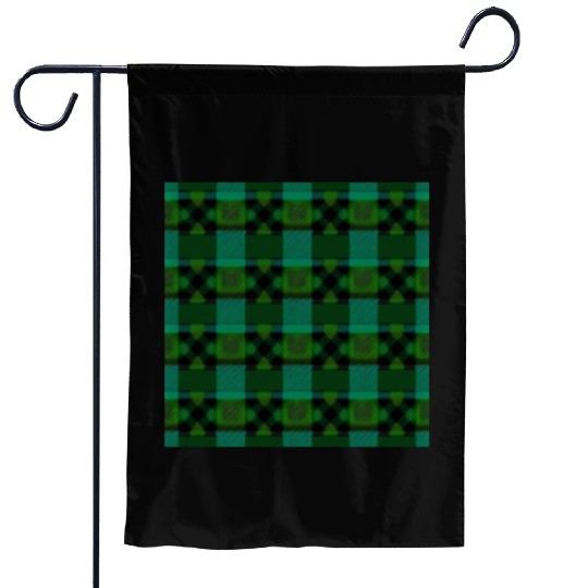Green and Yellow Tartan A Modern Take Garden Flags