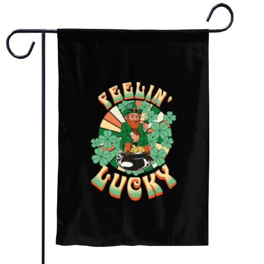 Feeling Lucky Groovie Leprachaun St. Patricks Day Garden Flags