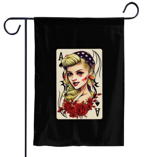 Rockabilly 50s Pin Up Zombie Psychobilly Ace Card Garden Flags