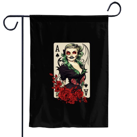 Rockabilly Gothic Pin Up Zombie Girl Horror Psycho Garden Flags