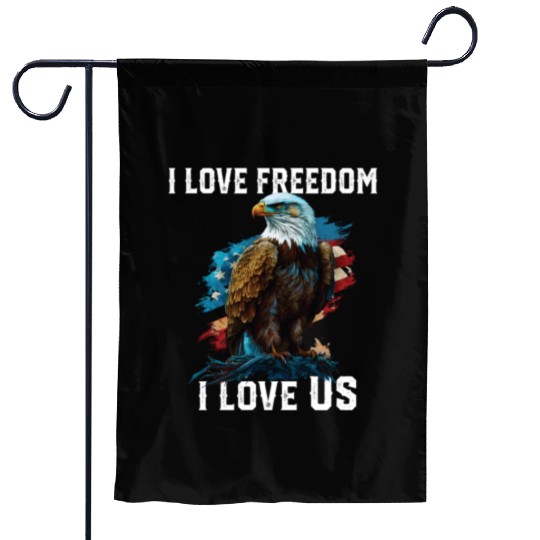 I Love Freedom I Love US American Bald Eagle Garden Flags