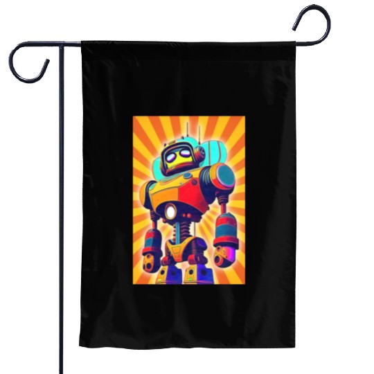 super hero cartoon iron man robot Garden Flags