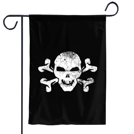 Cracked Skull And Crossbones Garden Flags