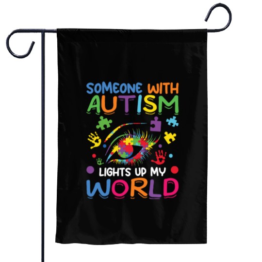 Someone with autism lights up my world Garden Flags