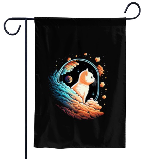 Astronaut Cat Space Cat on Galaxy Cat Lover Garden Flags