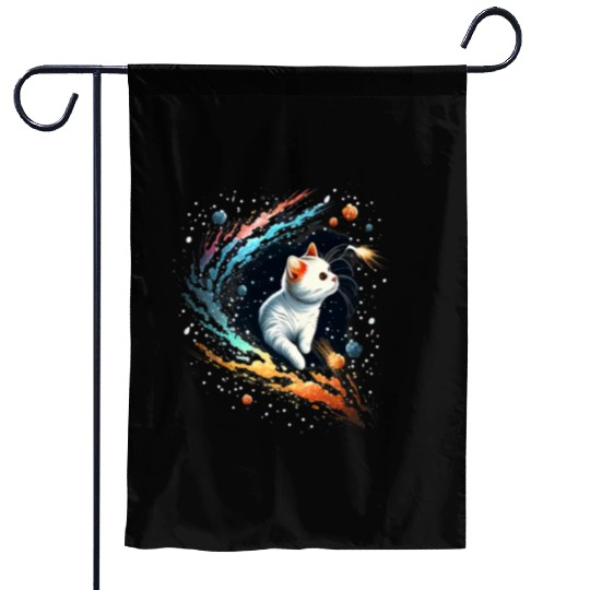 Astronaut Cat or Space Cat on Galaxy Cat Lover Garden Flags