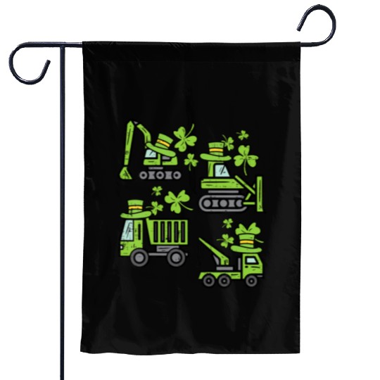Kids Irish Construction Truck Crane Toddler Boys Garden Flags