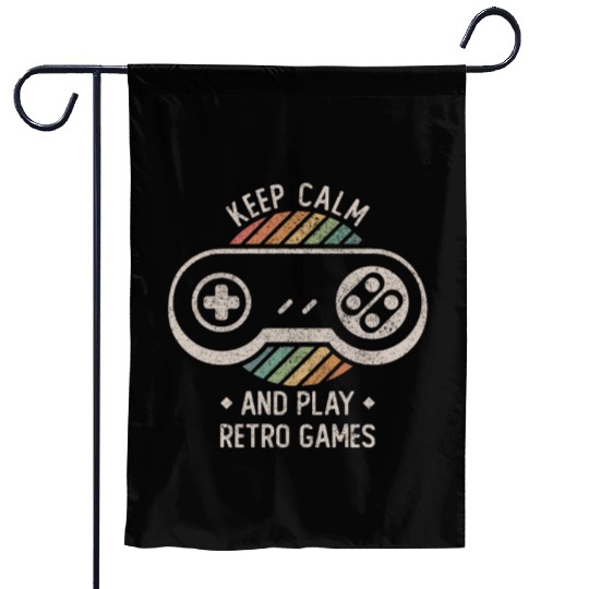 Retro Gaming Keep Calm Spruch Games Nerd Geek Garden Flags