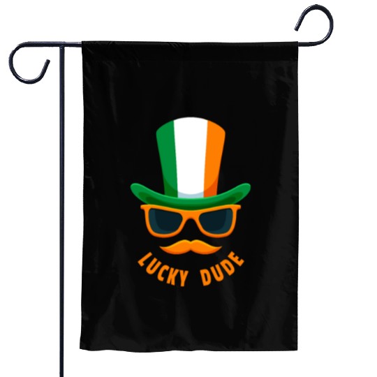 Lucky Dude, St Patricks Day, Irish, Boys T, mousta Garden Flags