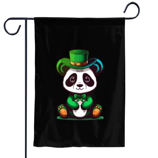 st patricks day - cute panda Garden Flags