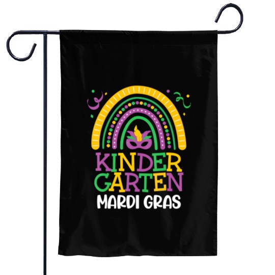 Cute Boho Rainbow Mardi Gras Kindergarten Teacher Garden Flags