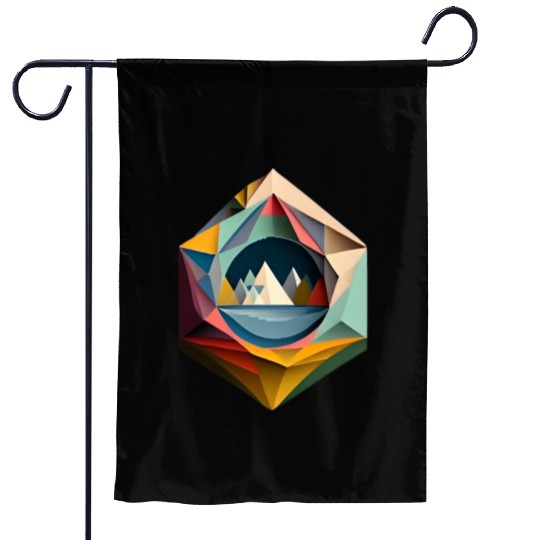 painting of a mountain Garden Flags