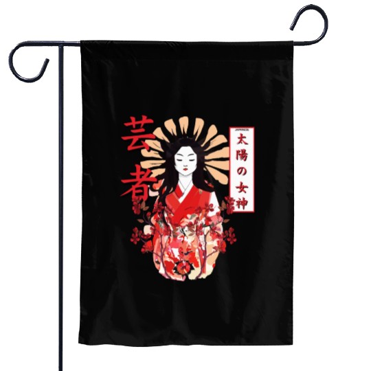 Amaterasu Omikami Cherry Blossom Sun Goddess Garden Flags