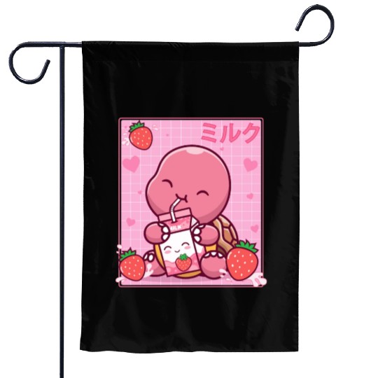 Kawaii Turtle Lover Strawberry Milk Shake Otaku Garden Flags