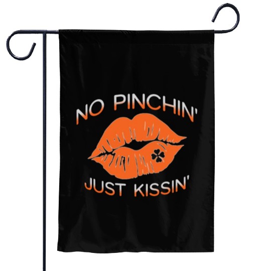 Orange Clover Lips, No Pinching, Kiss Me Irish Garden Flags
