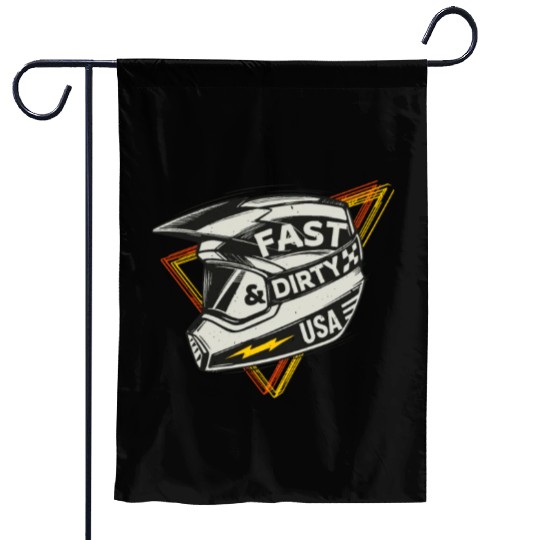 Fast & Dirty Bike Helmet Motocross Biker Garden Flags