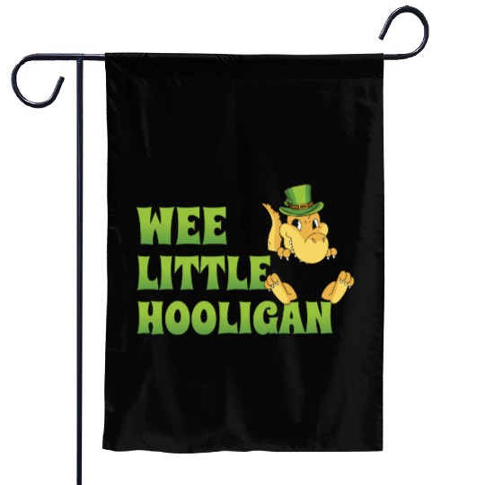 Wee Little Hooligan t-rex Dinosaur St Patrick Day Garden Flags