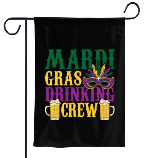 Mardi Gras Drinking Crew Carnival Beads Mask Garden Flags