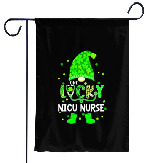 Funny Gnome One Lucky NICU Nurse St Patricks Day S Garden Flags
