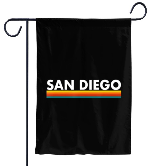 San Diego California SD Retro Stripes Classic Garden Flags