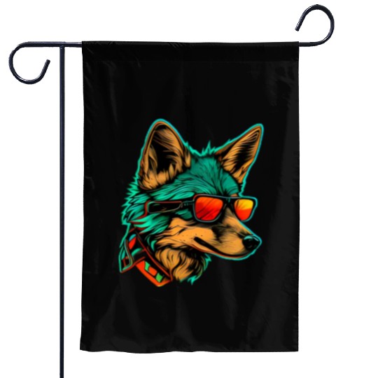 cool fox wearing sunglasses Garden Flags